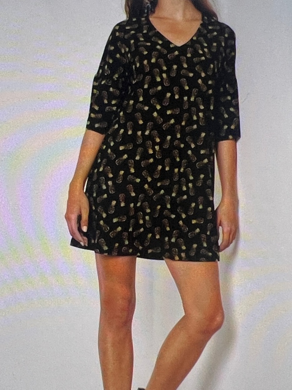 Mango Pineapple V Neck Dress